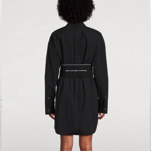 Alexander Wang Logo-Elastic Poplin Shirt Dress